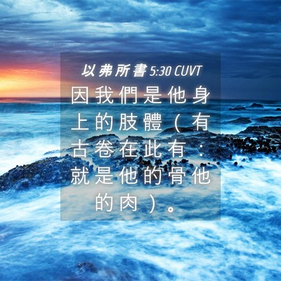 Picture 04 - 以 弗 所 書 5:30 CUVT - 因 我 們 是 他 身 上 的 肢 體 （ 有 - Bible Verse Picture