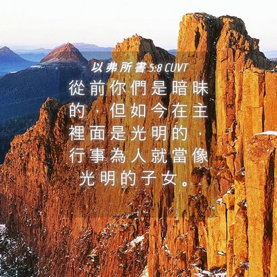Picture 04 - 以 弗 所 書 5:8 CUVT - 從 前 你 們 是 暗 昧 的 ， 但 如 今 - Bible Verse Picture