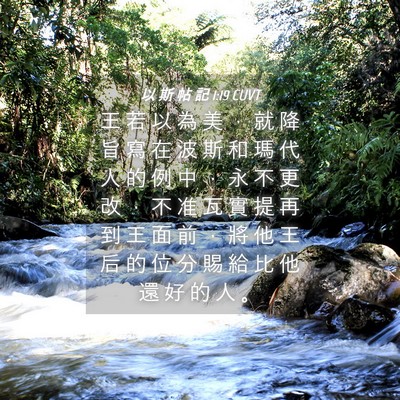 Picture 04 - 以 斯 帖 記 1:19 CUVT - 王 若 以 為 美 ， 就 降 旨 寫 在 波 - Bible Verse Picture