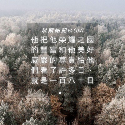 Picture 04 - 以 斯 帖 記 1:4 CUVT - 他 把 他 榮 耀 之 國 的 豐 富 和 他 - Bible Verse Picture