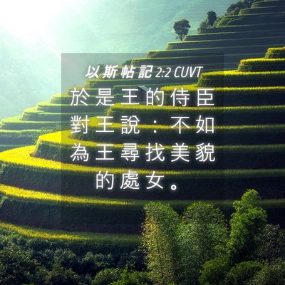 Picture 04 - 以 斯 帖 記 2:2 CUVT - 於 是 王 的 侍 臣 對 王 說 ： 不 如 - Bible Verse Picture