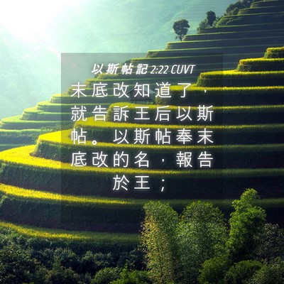 Picture 04 - 以 斯 帖 記 2:22 CUVT - 末 底 改 知 道 了 ， 就 告 訴 王 后 - Bible Verse Picture
