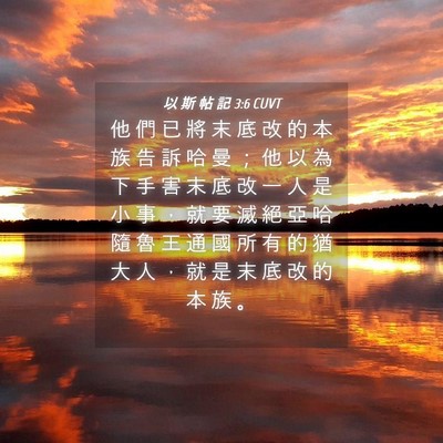 Picture 04 - 以 斯 帖 記 3:6 CUVT - 他 們 已 將 末 底 改 的 本 族 告 訴 - Bible Verse Picture