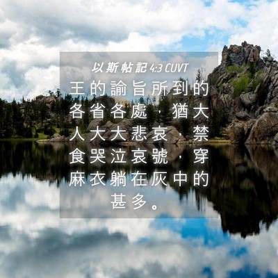 Picture 04 - 以 斯 帖 記 4:3 CUVT - 王 的 諭 旨 所 到 的 各 省 各 處 ， - Bible Verse Picture