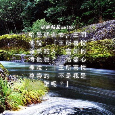 Picture 04 - 以 斯 帖 記 6:6 CUVT - 哈 曼 就 進 去 。 王 問 他 說 ： 「 - Bible Verse Picture