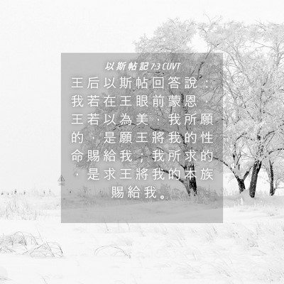 Picture 04 - 以 斯 帖 記 7:3 CUVT - 王 后 以 斯 帖 回 答 說 ： 我 若 在 - Bible Verse Picture