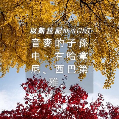 Picture 04 - 以 斯 拉 記 10:20 CUVT - 音 麥 的 子 孫 中 ， 有 哈 拿 尼 、 - Bible Verse Picture