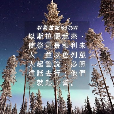 Picture 04 - 以 斯 拉 記 10:5 CUVT - 以 斯 拉 便 起 來 ， 使 祭 司 長 和 - Bible Verse Picture