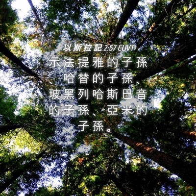 Picture 04 - 以 斯 拉 記 2:57 CUVT - 示 法 提 雅 的 子 孫 、 哈 替 的 子 - Bible Verse Picture