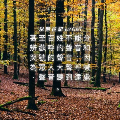 Picture 04 - 以 斯 拉 記 3:13 CUVT - 甚 至 百 姓 不 能 分 辨 歡 呼 的 聲 - Bible Verse Picture