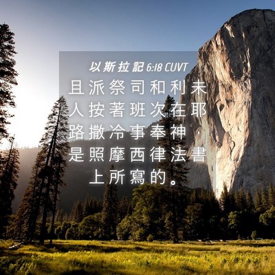 Picture 04 - 以 斯 拉 記 6:18 CUVT - 且 派 祭 司 和 利 未 人 按 著 班 次 - Bible Verse Picture