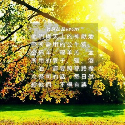 Picture 04 - 以 斯 拉 記 6:9 CUVT - 他 們 與 天 上 的 神 獻 燔 祭 所 需 - Bible Verse Picture