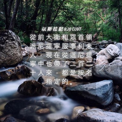 Picture 04 - 以 斯 拉 記 8:20 CUVT - 從 前 大 衛 和 眾 首 領 派 尼 提 寧 - Bible Verse Picture