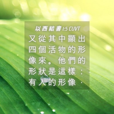 Picture 04 - 以 西 結 書 1:5 CUVT - 又 從 其 中 顯 出 四 個 活 物 的 形 - Bible Verse Picture