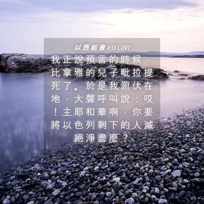 Picture 04 - 以 西 結 書 11:13 CUVT - 我 正 說 預 言 的 時 候 ， 比 拿 雅 - Bible Verse Picture