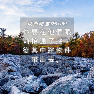 Picture 04 - 以 西 結 書 12:5 CUVT - 你 要 在 他 們 眼 前 挖 通 了 牆 ， - Bible Verse Picture