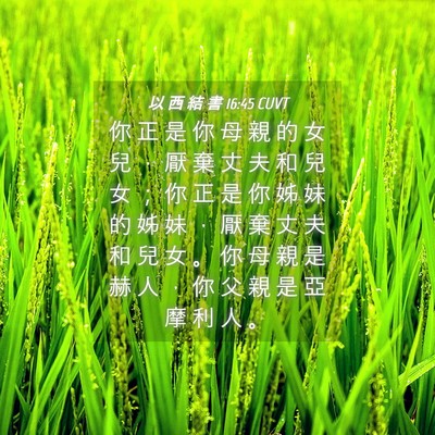Picture 04 - 以 西 結 書 16:45 CUVT - 你 正 是 你 母 親 的 女 兒 ， 厭 棄 - Bible Verse Picture