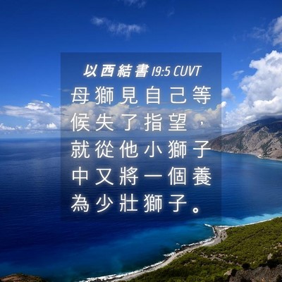 Picture 04 - 以 西 結 書 19:5 CUVT - 母 獅 見 自 己 等 候 失 了 指 望 ， - Bible Verse Picture