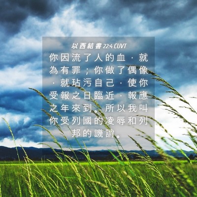 Picture 04 - 以 西 結 書 22:4 CUVT - 你 因 流 了 人 的 血 ， 就 為 有 罪 - Bible Verse Picture