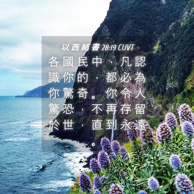 Picture 04 - 以 西 結 書 28:19 CUVT - 各 國 民 中 ， 凡 認 識 你 的 ， 都 - Bible Verse Picture