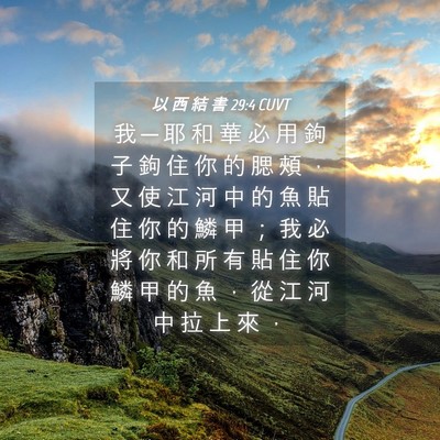 Picture 04 - 以 西 結 書 29:4 CUVT - 我 ─ 耶 和 華 必 用 鉤 子 鉤 住 你 - Bible Verse Picture