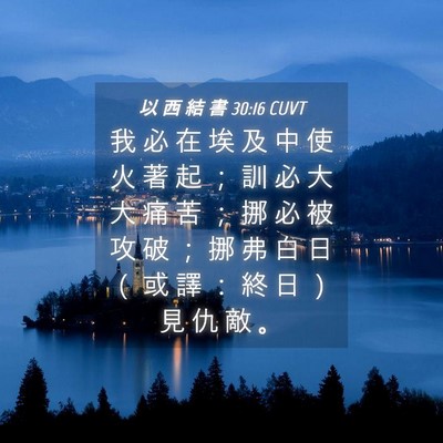Picture 04 - 以 西 結 書 30:16 CUVT - 我 必 在 埃 及 中 使 火 著 起 ； 訓 - Bible Verse Picture