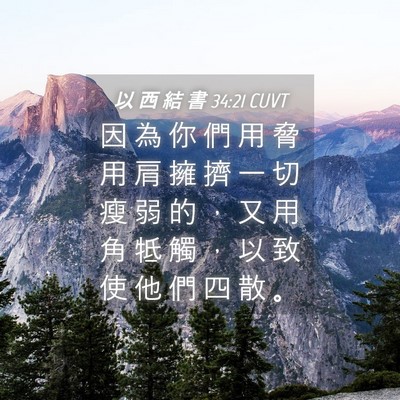 Picture 04 - 以 西 結 書 34:21 CUVT - 因 為 你 們 用 脅 用 肩 擁 擠 一 切 - Bible Verse Picture