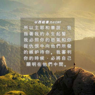 Picture 04 - 以 西 結 書 35:11 CUVT - 所 以 主 耶 和 華 說 ： 我 指 著 我 - Bible Verse Picture