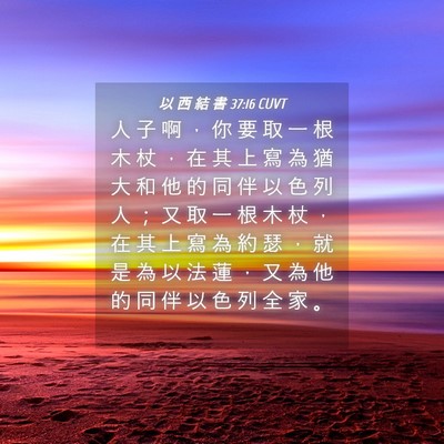 Picture 04 - 以 西 結 書 37:16 CUVT - 人 子 啊 ， 你 要 取 一 根 木 杖 ， - Bible Verse Picture
