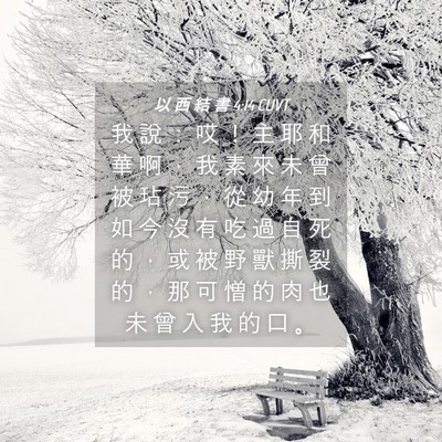 Picture 04 - 以 西 結 書 4:14 CUVT - 我 說 ： 哎 ！ 主 耶 和 華 啊 ， 我 - Bible Verse Picture