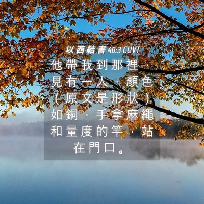 Picture 04 - 以 西 結 書 40:3 CUVT - 他 帶 我 到 那 裡 ， 見 有 一 人 ， - Bible Verse Picture