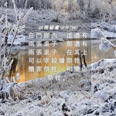 Picture 04 - 以 西 結 書 40:39 CUVT - 在 門 廊 內 ， 這 邊 有 兩 張 桌 子 - Bible Verse Picture