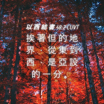 Picture 04 - 以 西 結 書 48:2 CUVT - 挨 著 但 的 地 界 ， 從 東 到 西 ， - Bible Verse Picture