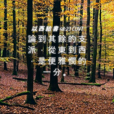 Picture 04 - 以 西 結 書 48:23 CUVT - 論 到 其 餘 的 支 派 ， 從 東 到 西 - Bible Verse Picture