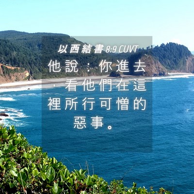Picture 04 - 以 西 結 書 8:9 CUVT - 他 說 ： 你 進 去 ， 看 他 們 在 這 - Bible Verse Picture