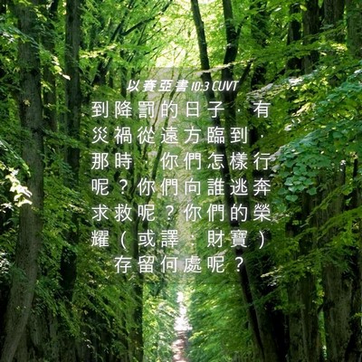Picture 04 - 以 賽 亞 書 10:3 CUVT - 到 降 罰 的 日 子 ， 有 災 禍 從 遠 - Bible Verse Picture