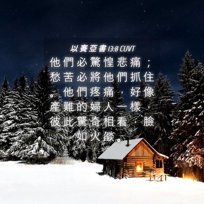 Picture 04 - 以 賽 亞 書 13:8 CUVT - 他 們 必 驚 惶 悲 痛 ； 愁 苦 必 將 - Bible Verse Picture