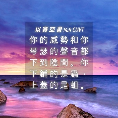 Picture 04 - 以 賽 亞 書 14:11 CUVT - 你 的 威 勢 和 你 琴 瑟 的 聲 音 都 - Bible Verse Picture