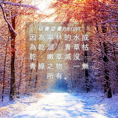 Picture 04 - 以 賽 亞 書 15:6 CUVT - 因 為 寧 林 的 水 成 為 乾 涸 ， 青 - Bible Verse Picture