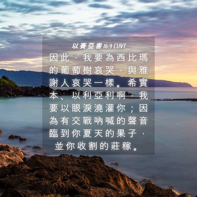 Picture 04 - 以 賽 亞 書 16:9 CUVT - 因 此 ， 我 要 為 西 比 瑪 的 葡 萄 - Bible Verse Picture