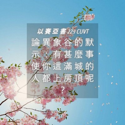 Picture 04 - 以 賽 亞 書 22:1 CUVT - 論 異 象 谷 的 默 示 ： 有 甚 麼 事 - Bible Verse Picture