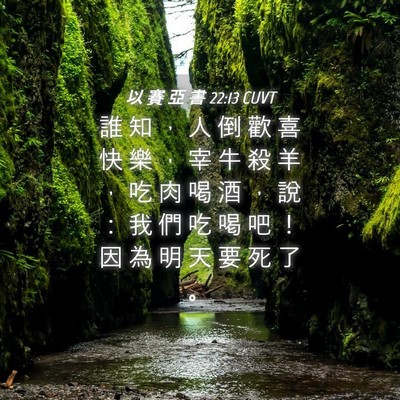 Picture 04 - 以 賽 亞 書 22:13 CUVT - 誰 知 ， 人 倒 歡 喜 快 樂 ， 宰 牛 - Bible Verse Picture