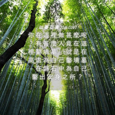 Picture 04 - 以 賽 亞 書 22:16 CUVT - 你 在 這 裡 做 甚 麼 呢 ？ 有 甚 麼 - Bible Verse Picture