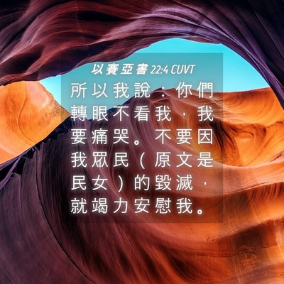 Picture 04 - 以 賽 亞 書 22:4 CUVT - 所 以 我 說 ： 你 們 轉 眼 不 看 我 - Bible Verse Picture
