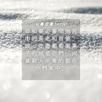 Picture 04 - 以 賽 亞 書 3:14 CUVT - 耶 和 華 必 審 問 他 民 中 的 長 老 - Bible Verse Picture