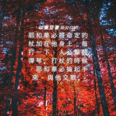 Picture 04 - 以 賽 亞 書 30:32 CUVT - 耶 和 華 必 將 命 定 的 杖 加 在 他 - Bible Verse Picture