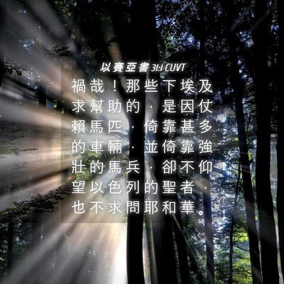 Picture 04 - 以 賽 亞 書 31:1 CUVT - 禍 哉 ！ 那 些 下 埃 及 求 幫 助 的 - Bible Verse Picture
