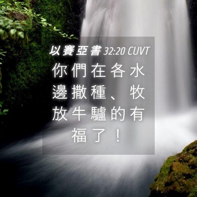 Picture 04 - 以 賽 亞 書 32:20 CUVT - 你 們 在 各 水 邊 撒 種 、 牧 放 牛 - Bible Verse Picture