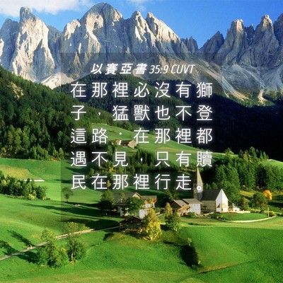 Picture 04 - 以 賽 亞 書 35:9 CUVT - 在 那 裡 必 沒 有 獅 子 ， 猛 獸 也 - Bible Verse Picture