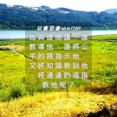 Picture 04 - 以 賽 亞 書 40:14 CUVT - 他 與 誰 商 議 ， 誰 教 導 他 ， 誰 - Bible Verse Picture
